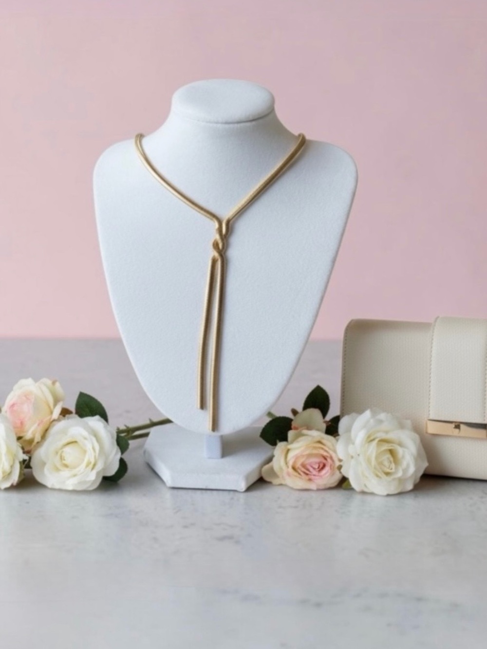 Gold Tone Twist Lariat Necklace by Plunder Design Private Label